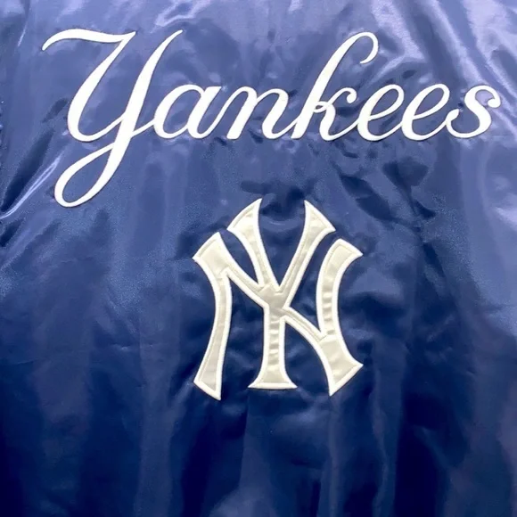 Yankee White & Blue Bomber Jacket MLB by JH Design Size S (5-6) Kids - Picture 5 of 15